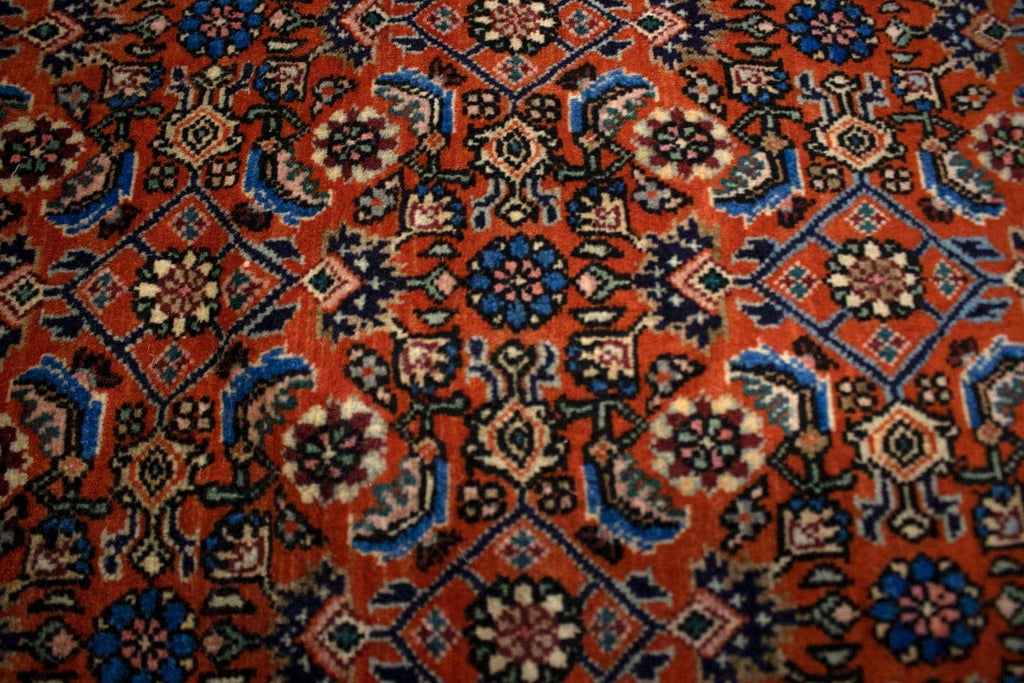 Vintage Dark Orange Floral 3'8X5'5 Bidjar Persian Rug