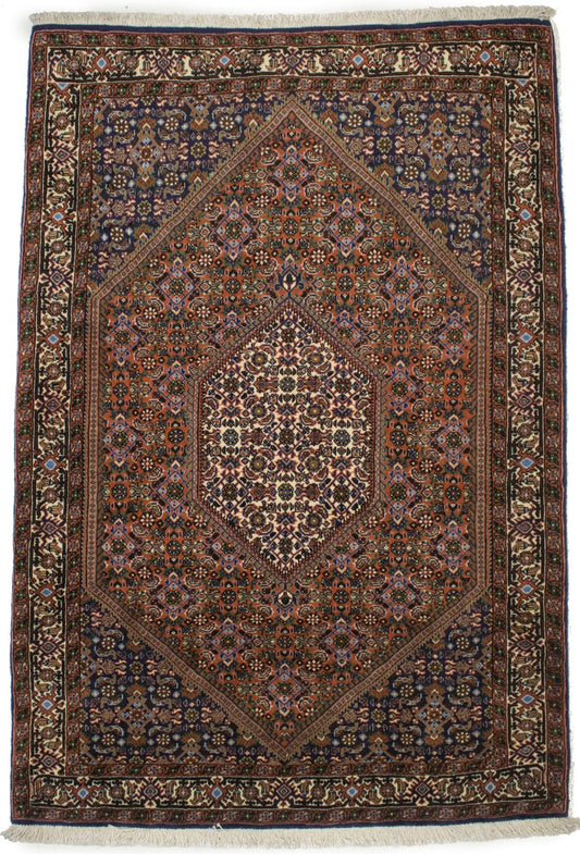 Vintage Floral Rust Orange 3'8X5'6 Bidjar Persian Rug