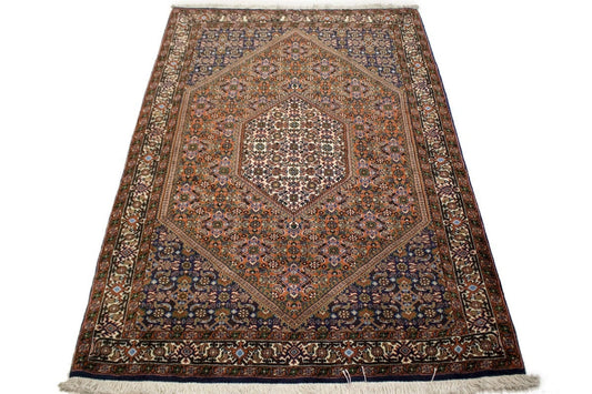 Vintage Floral Rust Orange 3'8X5'6 Bidjar Persian Rug