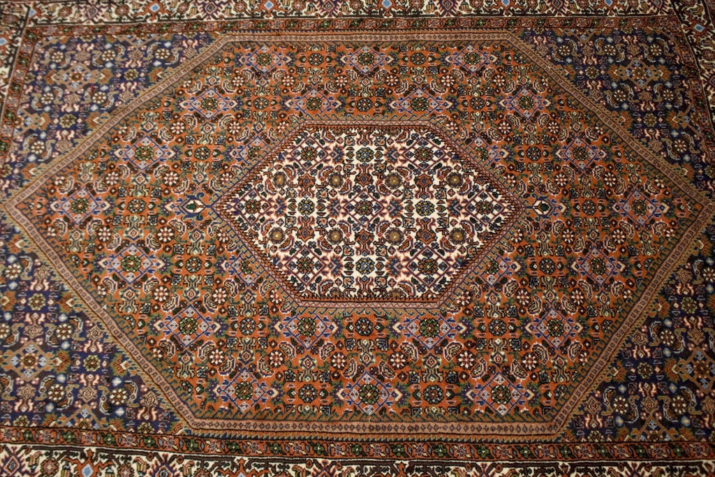 Vintage Floral Rust Orange 3'8X5'6 Bidjar Persian Rug