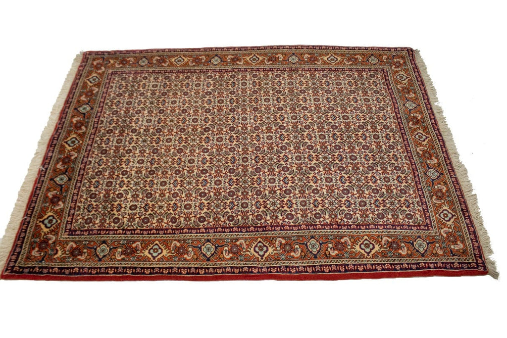 Vintage Floral Cream 4X5'4 Bidjar Persian Rug