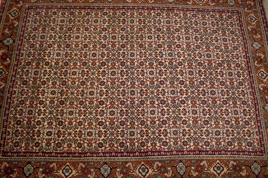 Vintage Floral Cream 4X5'4 Bidjar Persian Rug