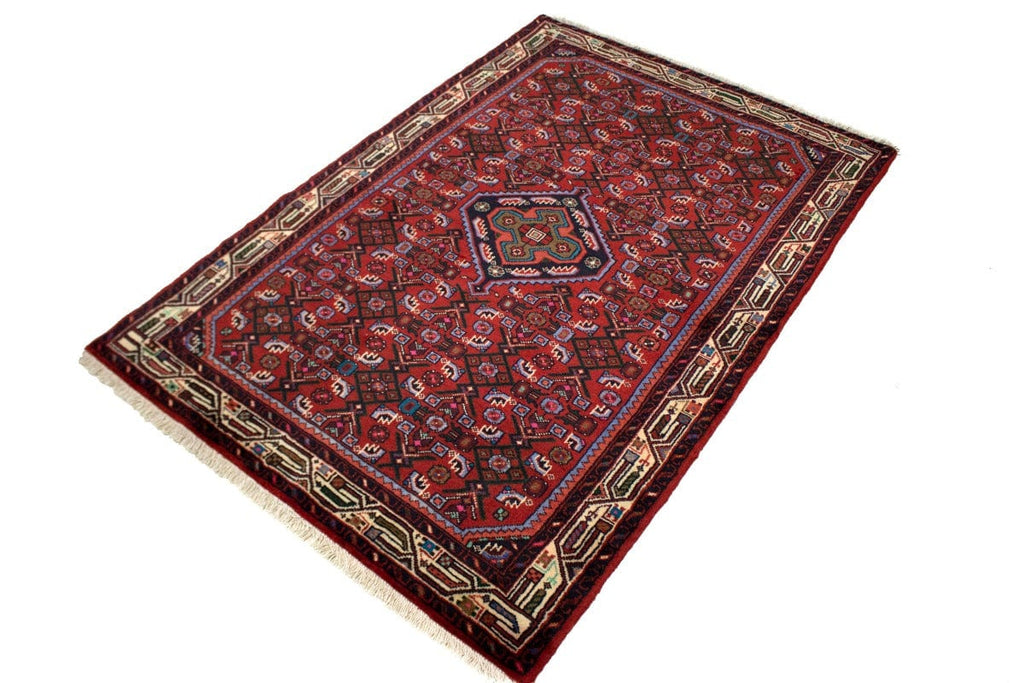 Vintage Tribal Red 3'7X5'4 Hamedan Persian Rug