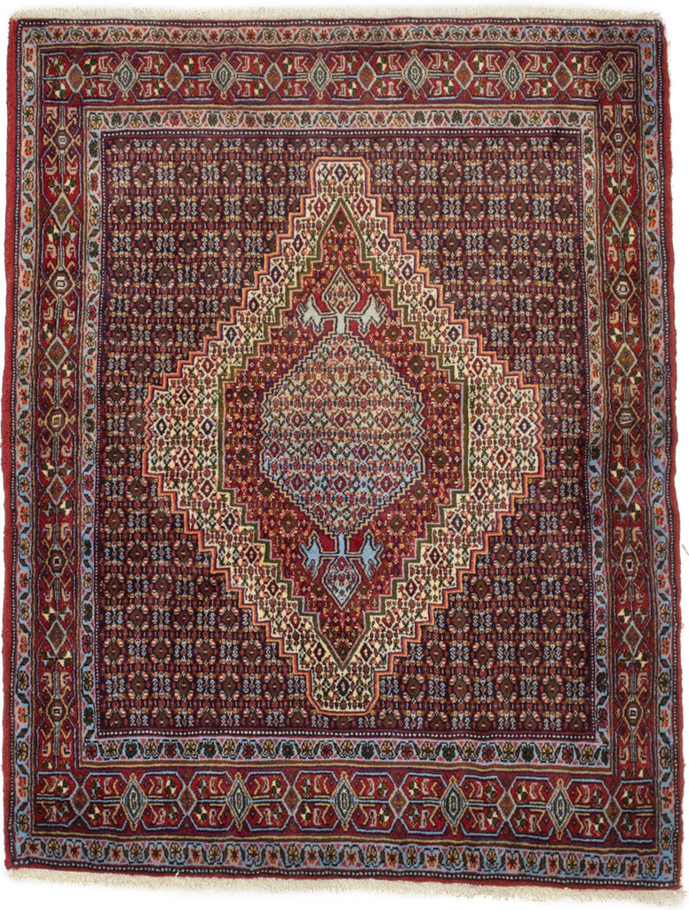 Vintage Floral Geometric 4X5 Bidjar Sanneh Persian Rug