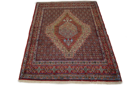 Vintage Floral Geometric 4X5 Bidjar Sanneh Persian Rug