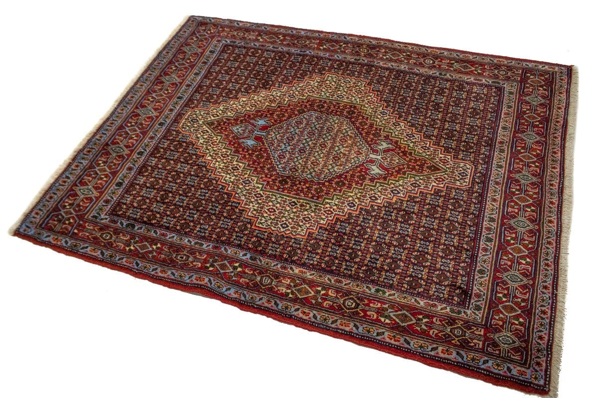 Vintage Floral Geometric 4X5 Bidjar Sanneh Persian Rug