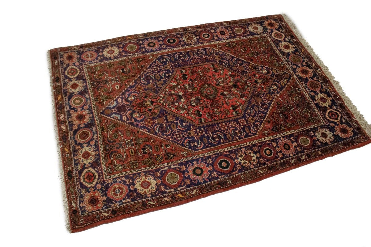 Vintage Floral Rusty Red 3X5 Bidjar Gholtogh Persian Rug