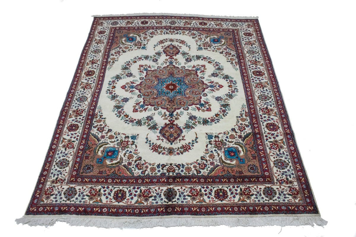 Vintage Ivory Traditional 10X13 Tabriz Persian Rug