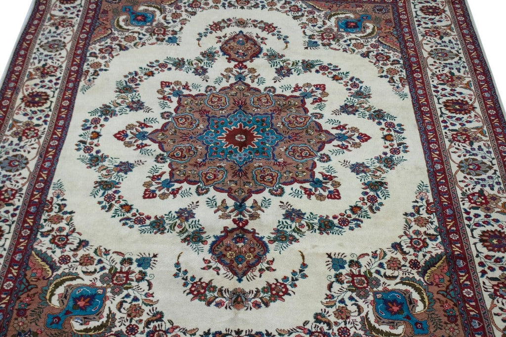 Vintage Ivory Traditional 10X13 Tabriz Persian Rug