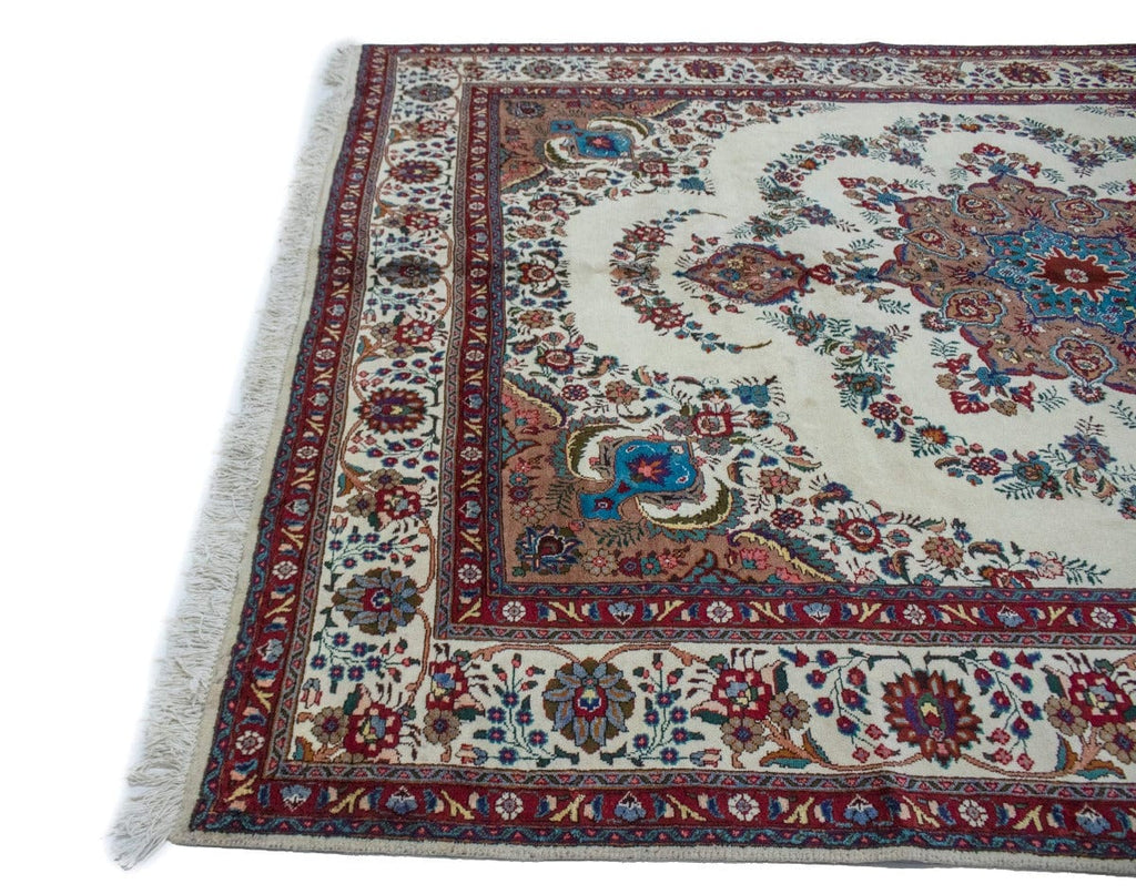 Vintage Ivory Traditional 10X13 Tabriz Persian Rug