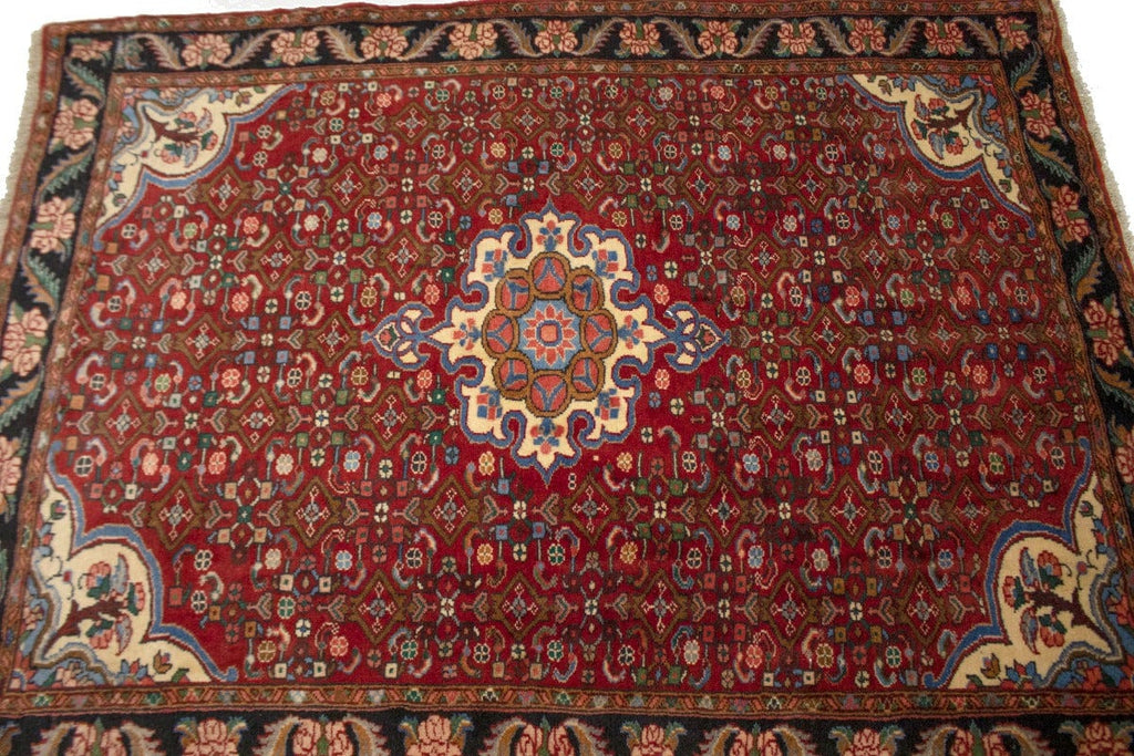 Vintage Floral Red 4X5 Gholtogh Persian Rug