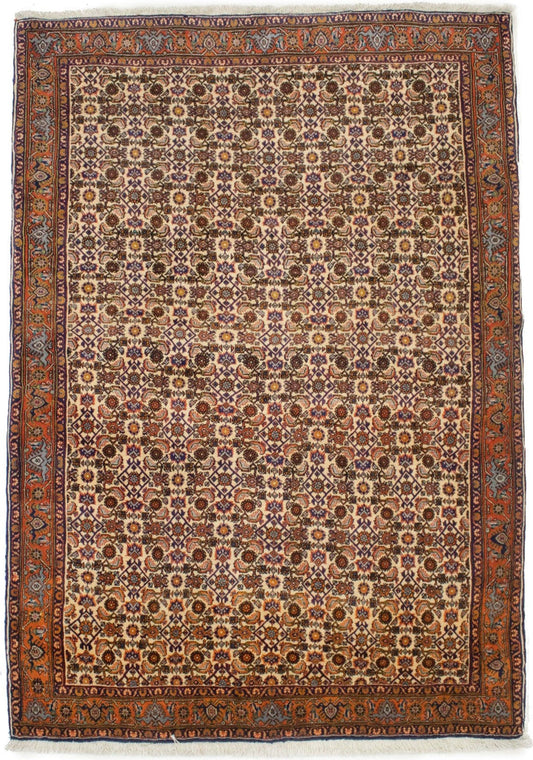 Vintage Cream Floral 4X6 Bidjar Persian Rug