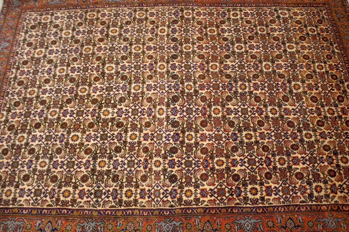 Vintage Cream Floral 4X6 Bidjar Persian Rug