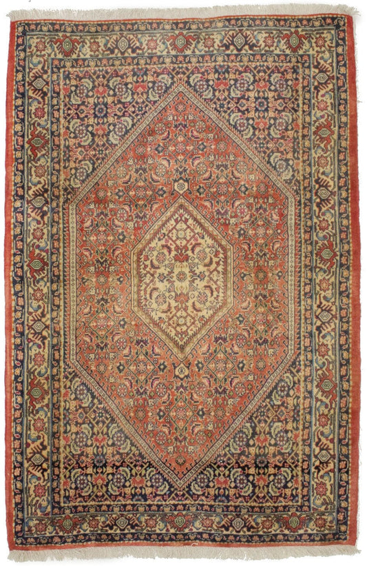 Semi Antique Orange-red Floral 3X5 Bidjar Persian Rug