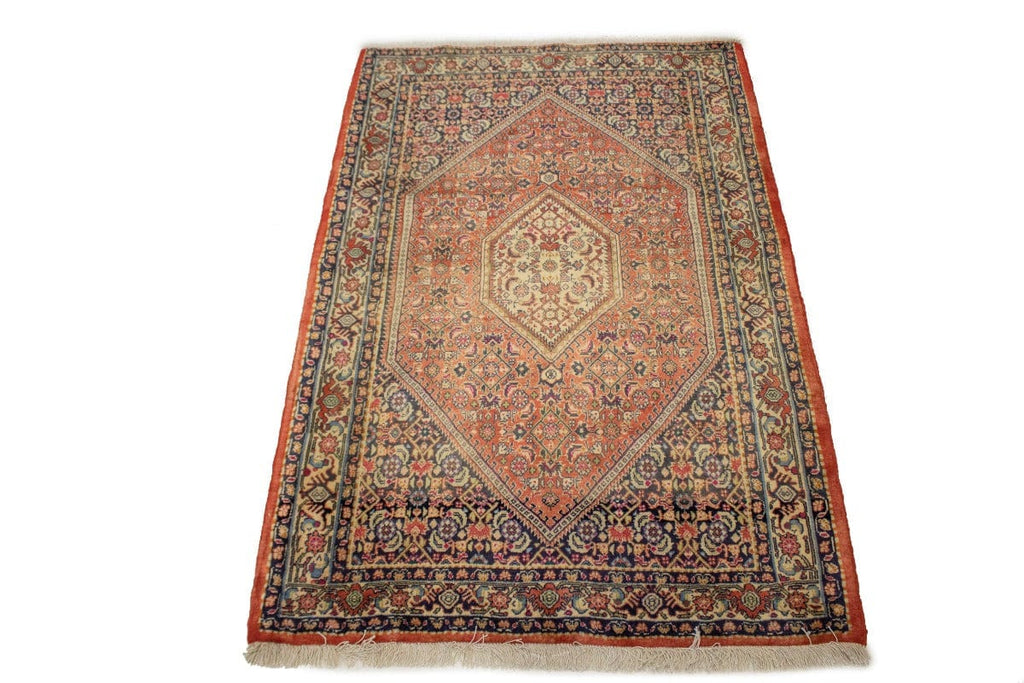 Semi Antique Orange-red Floral 3X5 Bidjar Persian Rug