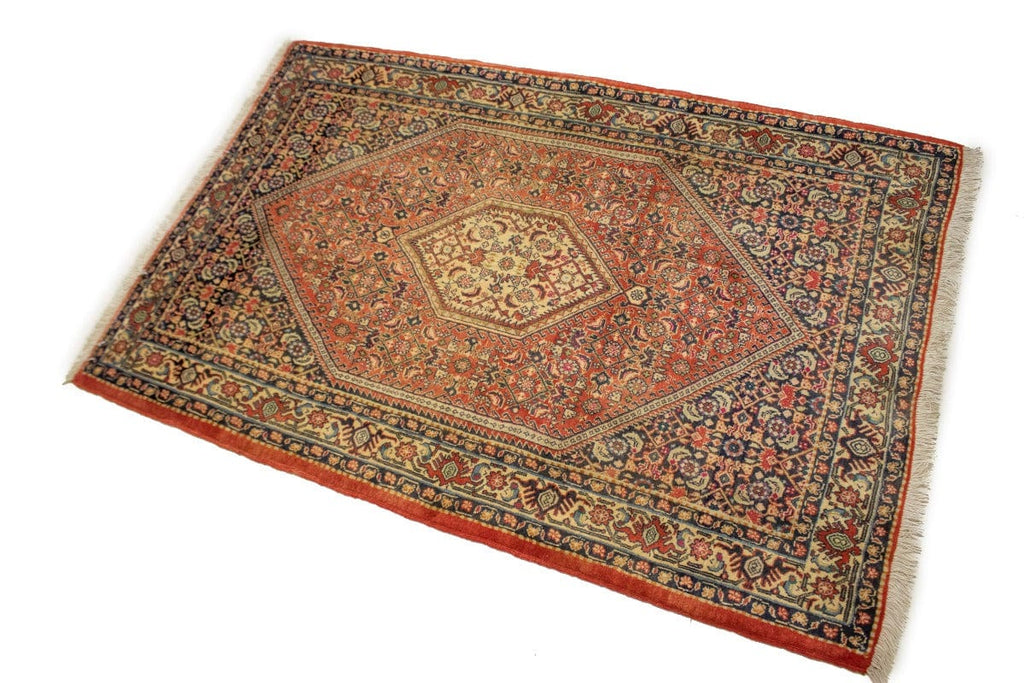 Semi Antique Orange-red Floral 3X5 Bidjar Persian Rug