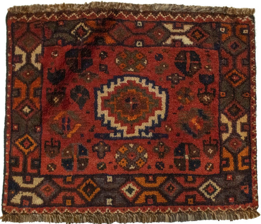 Semi Antique Rusty Red Tribal 2X2 Shiraz Lori Persian Square Rug