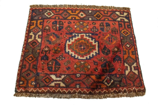 Semi Antique Rusty Red Tribal 2X2 Shiraz Lori Persian Square Rug