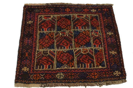 Vintage Red Tribal 2X2 Shiraz Lori Persian Square Rug