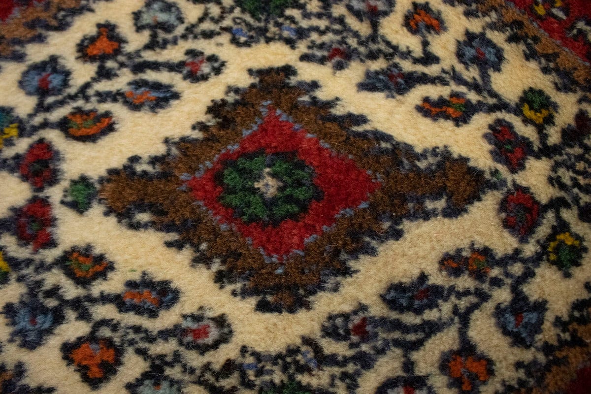 Vintage Cream Tribal 1'4X2 Hamedan Persian Rug