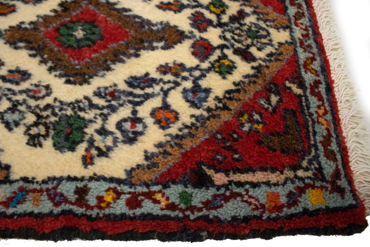Vintage Cream Tribal 1'4X2 Hamedan Persian Rug