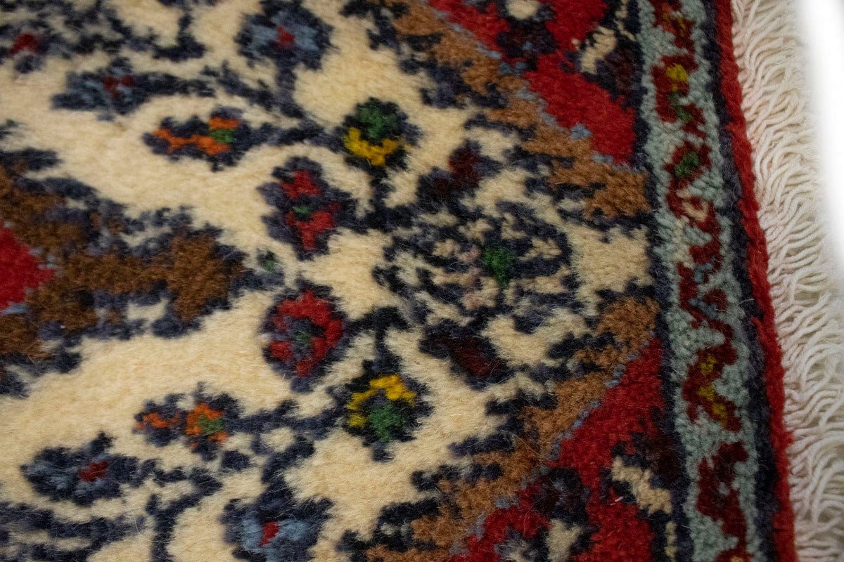 Vintage Cream Tribal 1'4X2 Hamedan Persian Rug