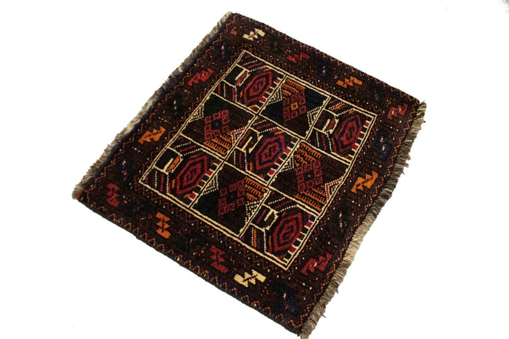 Vintage Tribal Dark Brown 2X2 Shiraz Lori Persian Square Rug