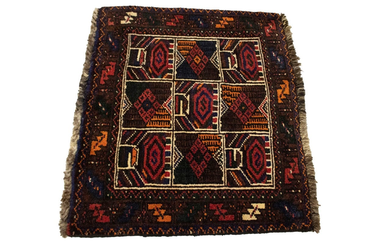 Vintage Tribal Dark Brown 2X2 Shiraz Lori Persian Square Rug