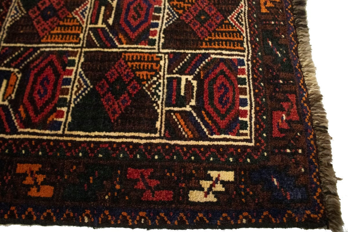 Vintage Tribal Dark Brown 2X2 Shiraz Lori Persian Square Rug