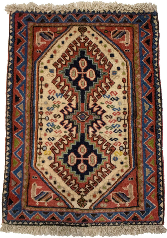 Vintage Rusty Red Tribal 1'9X2'6 Yalameh Persian Rug