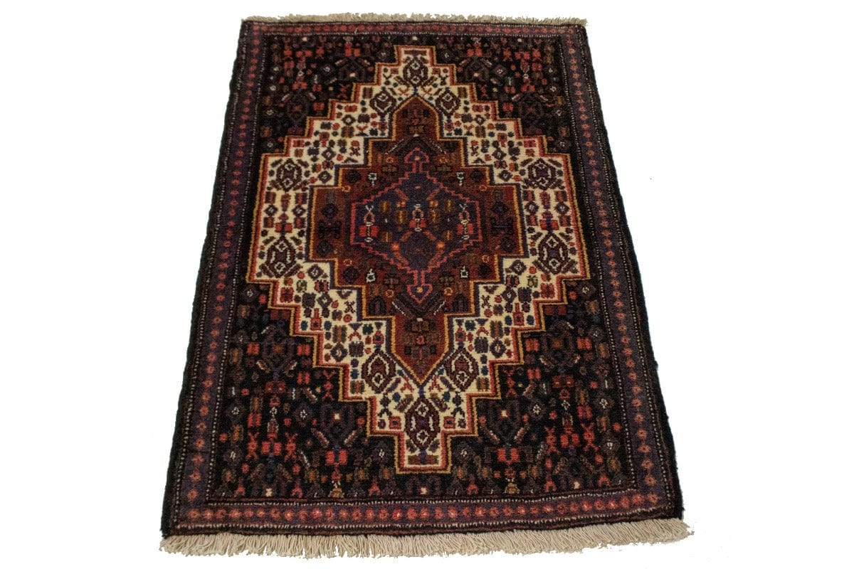 Vintage Tribal Brown 2X3 Bidjar Sanneh Persian Rug