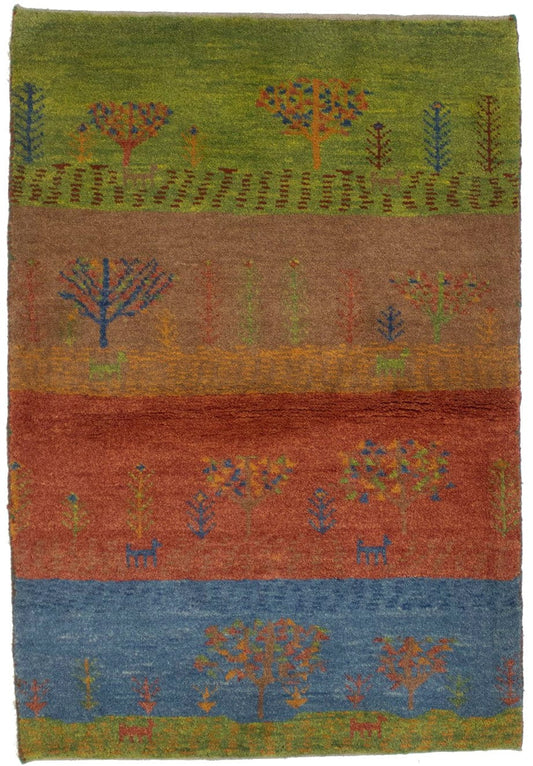 Multicolored Tribal Border 3X4 Gabbeh Persian Rug