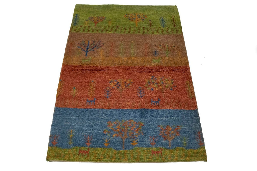 Multicolored Tribal Border 3X4 Gabbeh Persian Rug