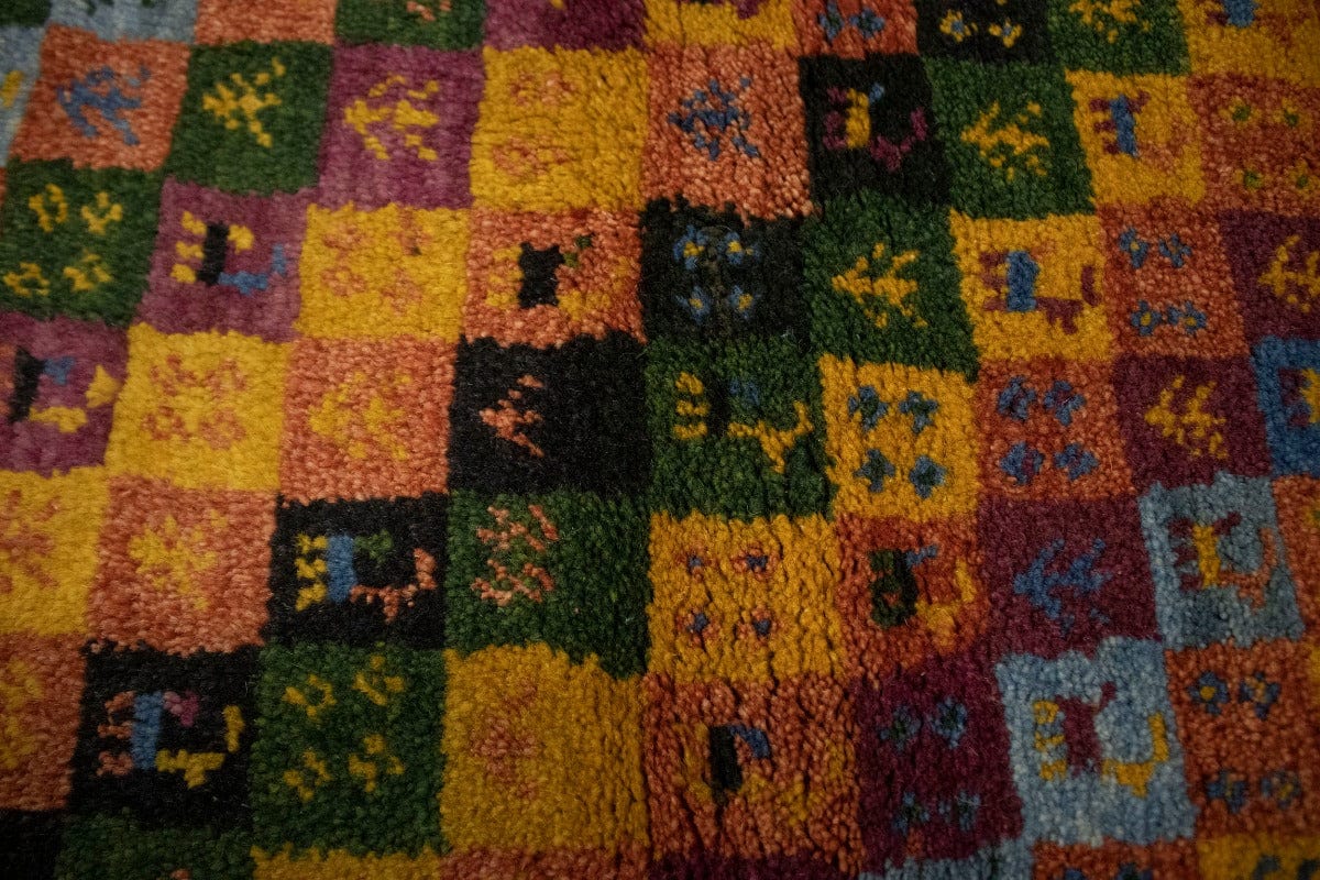 Multicolored Tribal Checker 3X4 Gabbeh Persian Rug