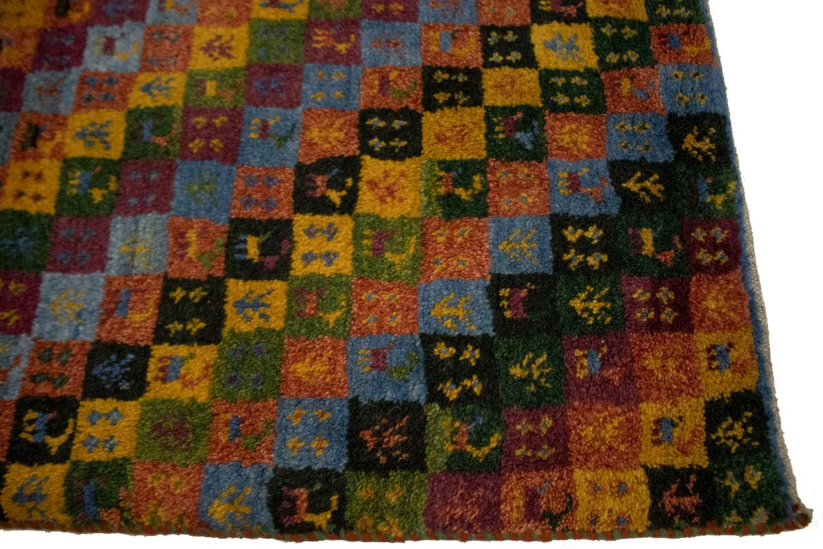 Multicolored Tribal Checker 3X4 Gabbeh Persian Rug