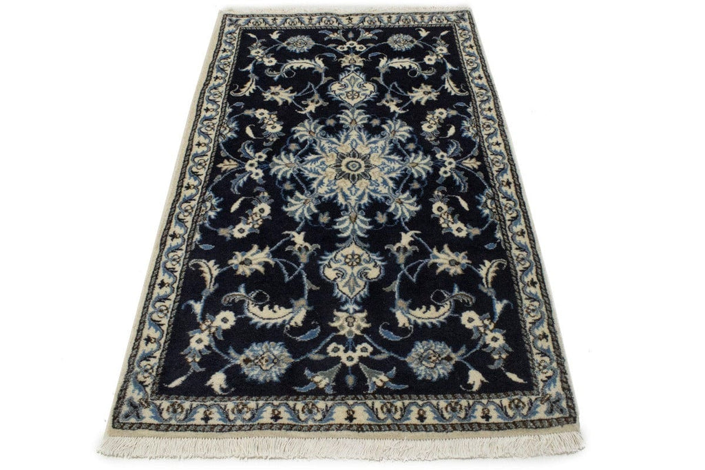 Navy Blue Floral Classic 3X4'6 Nain Persian Rug