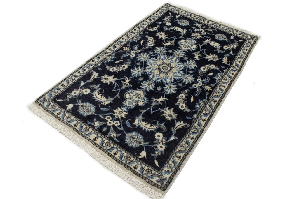 Navy Blue Floral Classic 3X4'6 Nain Persian Rug