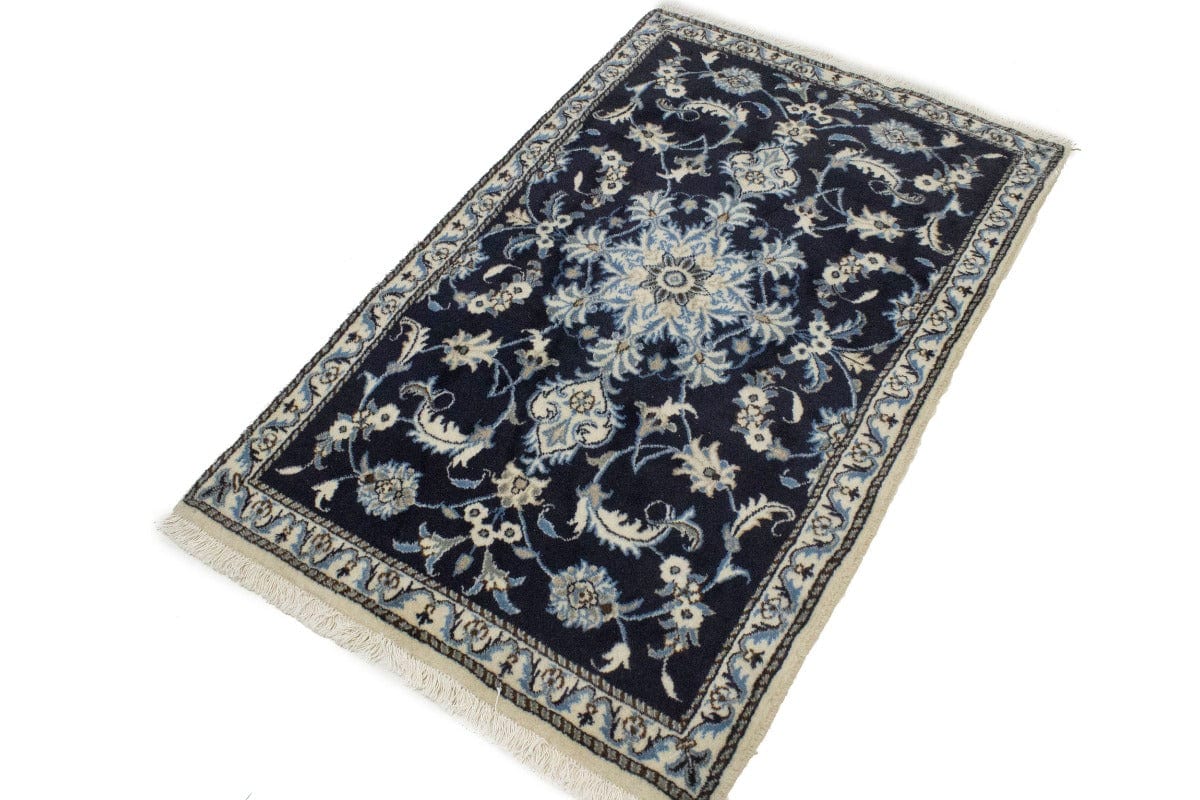 Navy Blue Floral Classic 3X4'6 Nain Persian Rug