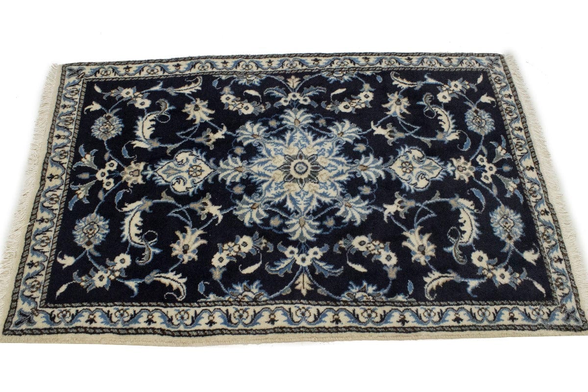 Navy Blue Floral Classic 3X4'6 Nain Persian Rug