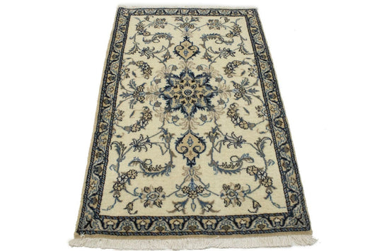 Cream Floral Classic 3X5 Nain Persian Rug