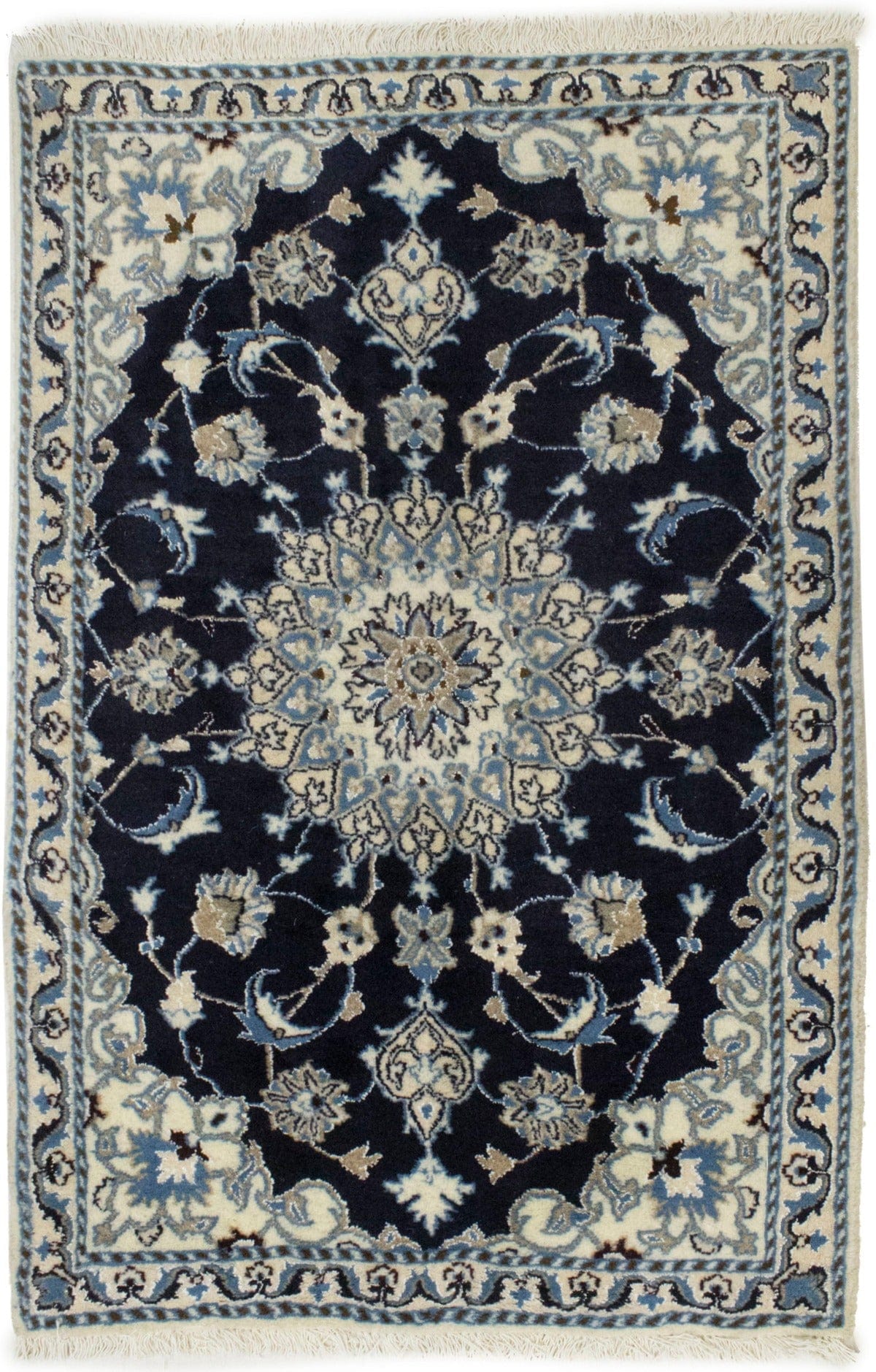 Navy Blue Floral Classic 3X4'5 Nain Persian Rug