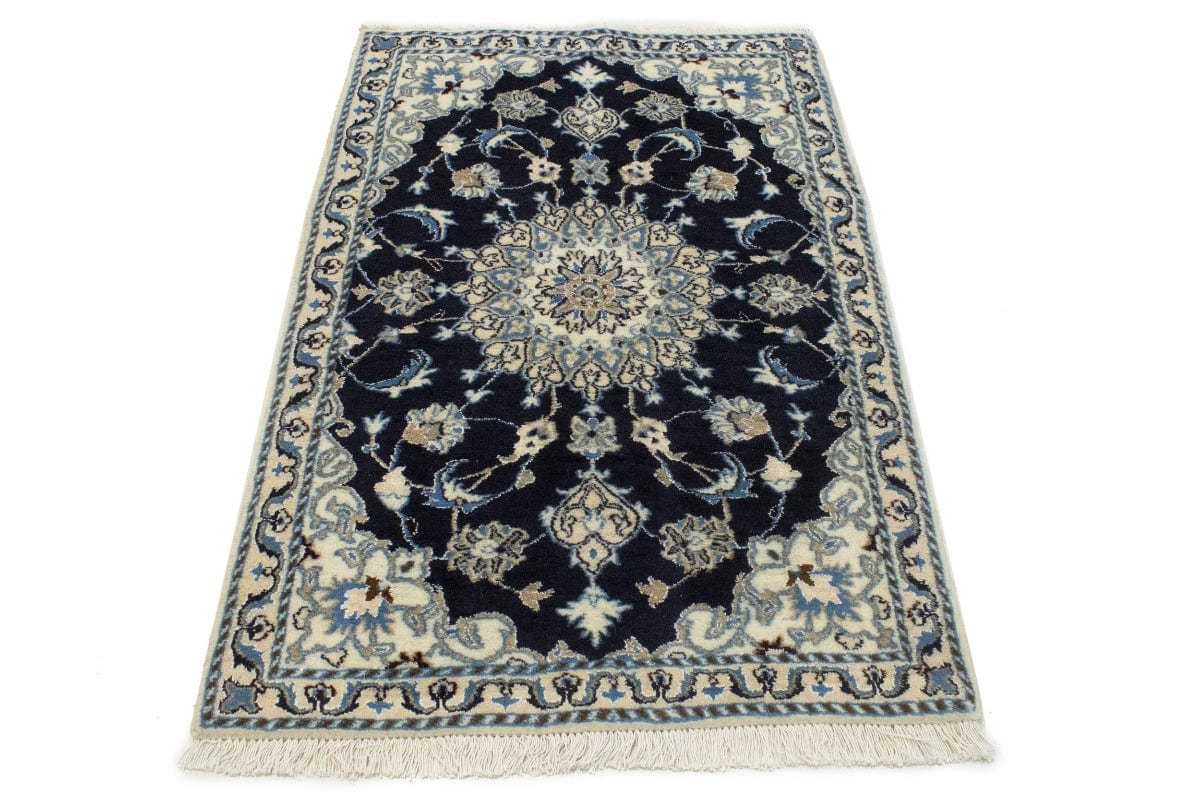 Navy Blue Floral Classic 3X4'5 Nain Persian Rug