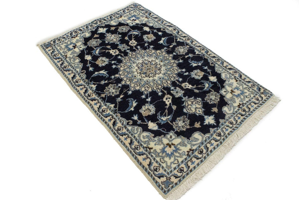 Navy Blue Floral Classic 3X4'5 Nain Persian Rug