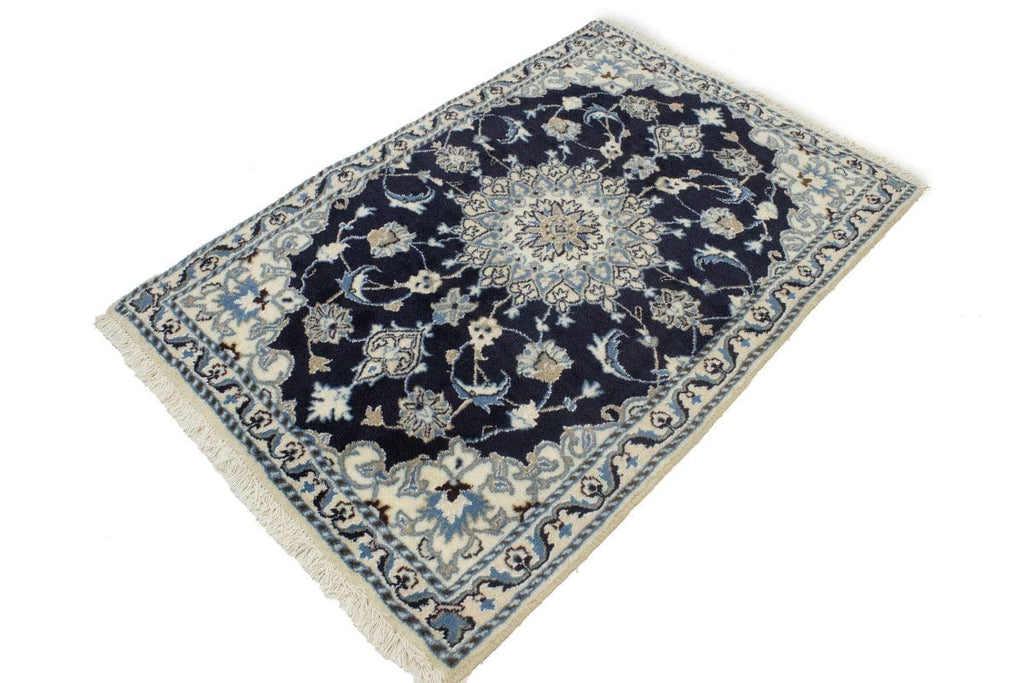 Navy Blue Floral Classic 3X4'5 Nain Persian Rug