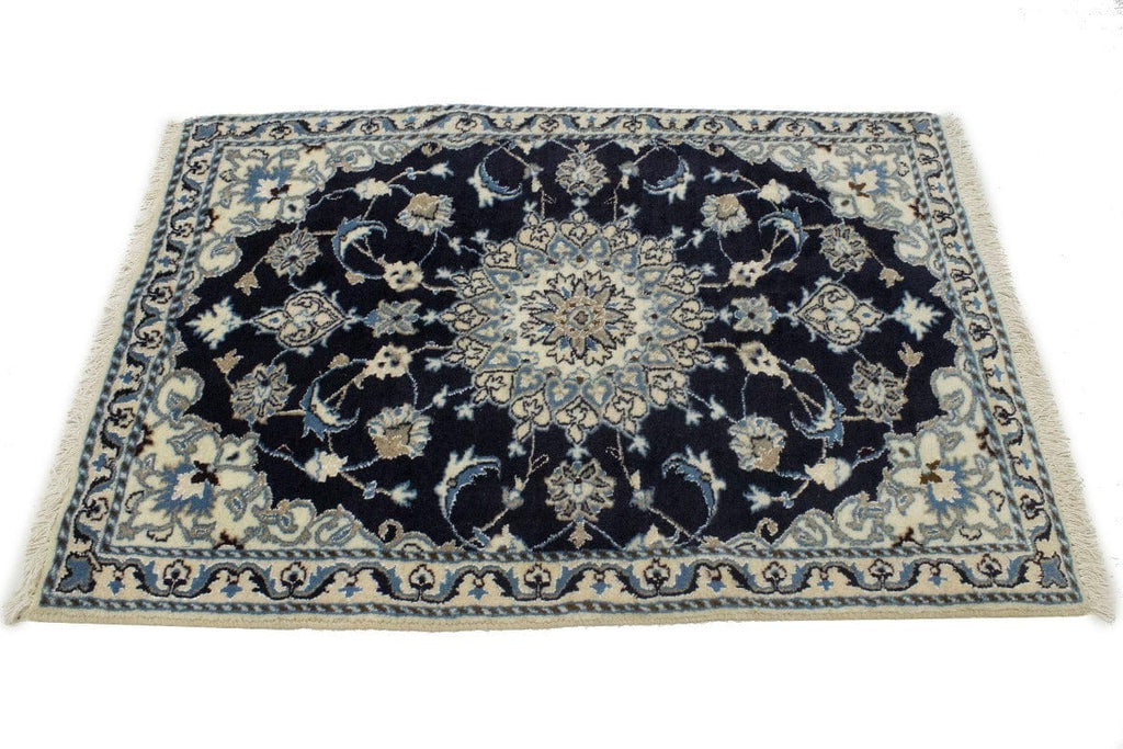 Navy Blue Floral Classic 3X4'5 Nain Persian Rug