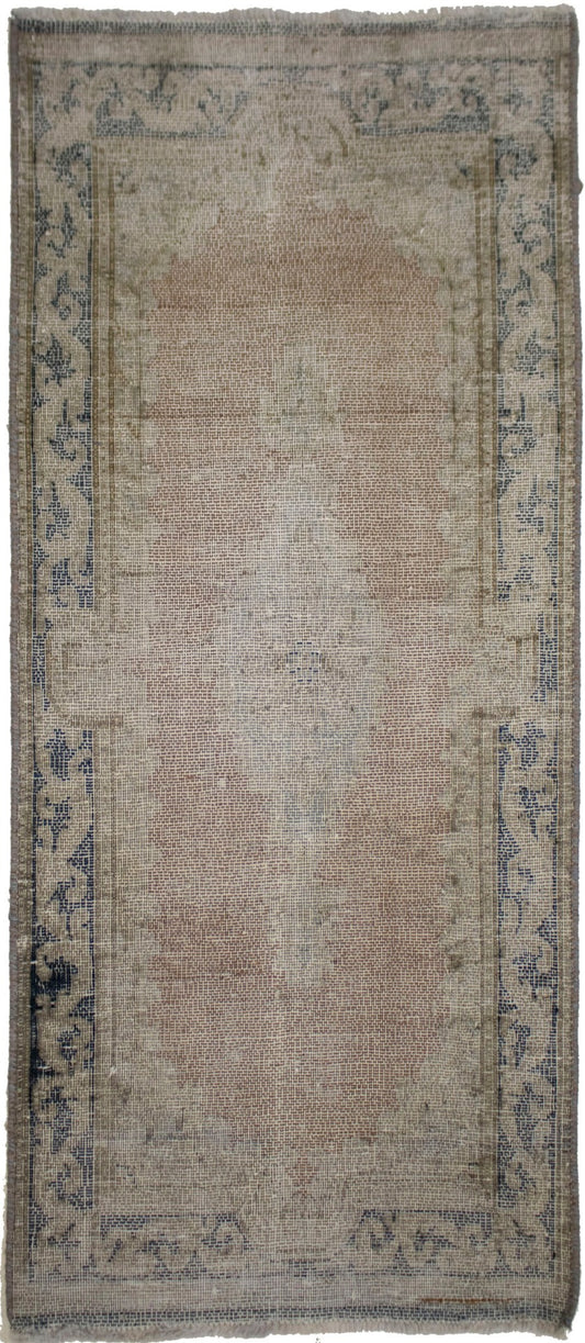 Antique Distressed Muted Floral 2X4 Kerman Persian Rug