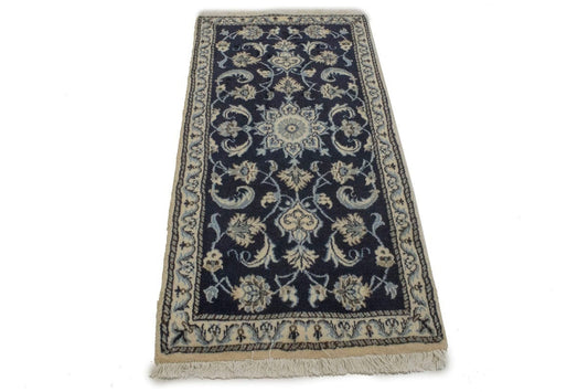 Navy Blue Floral Classic 2'3X4'7 Nain Persian Rug