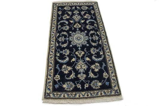 Navy Blue Floral Classic 2'3X4'7 Nain Persian Rug