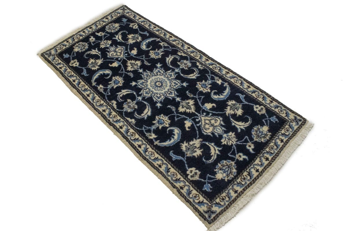 Navy Blue Floral Classic 2'3X4'7 Nain Persian Rug