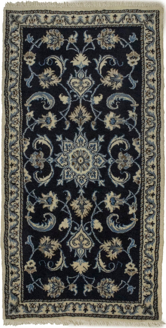 Navy Blue Classic Floral 2'3X4'6 Nain Persian Rug